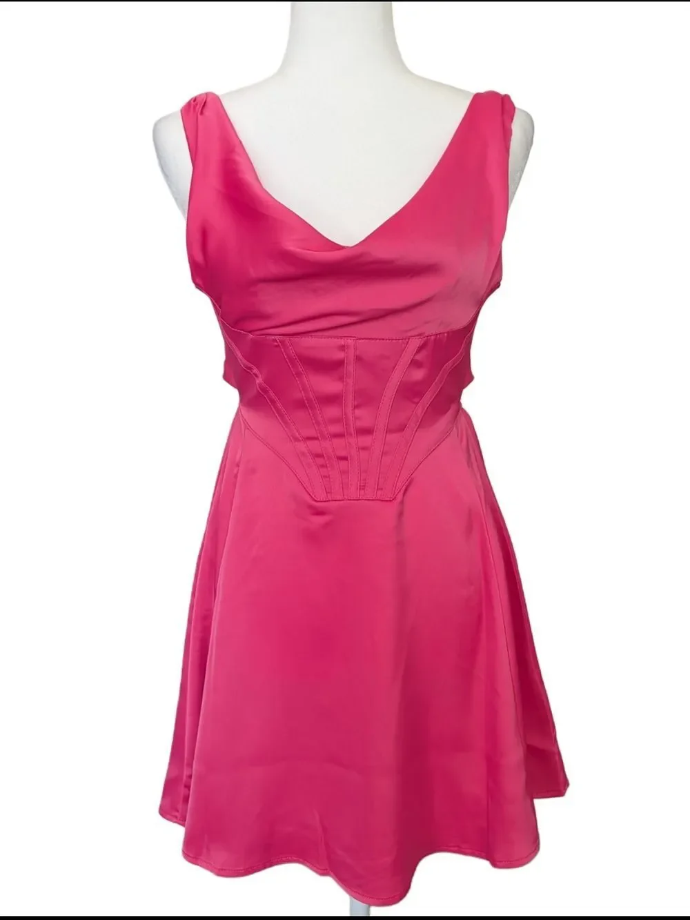 Urban Outfitters Rose Pink Helena Satin Cowl Corset Mini Dress NWT Size XS
